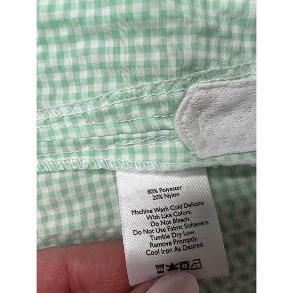 Eddie Bauer Women's Large Green Gingham Button Down Shirt Roll Tab Sleeve Vented - Picture 10 of 10